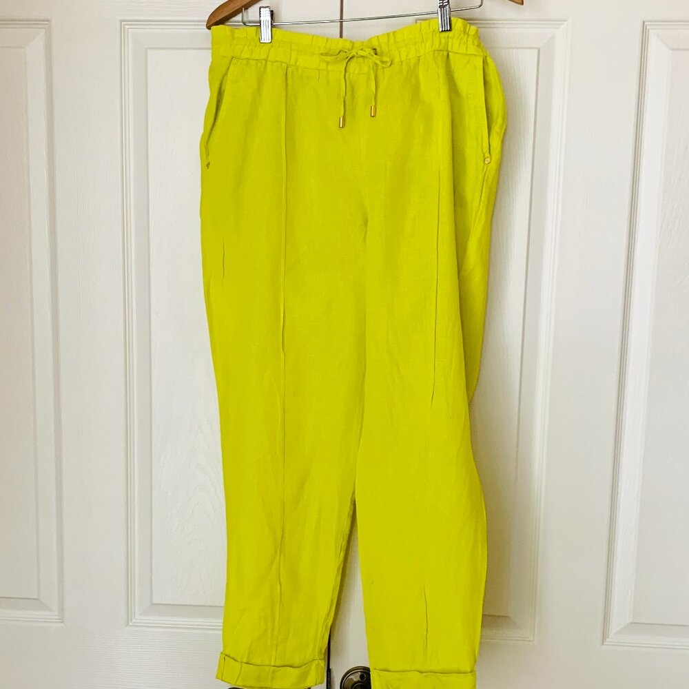 100% Linen Ellen Tracey Cuffed Leg Elastic Closure